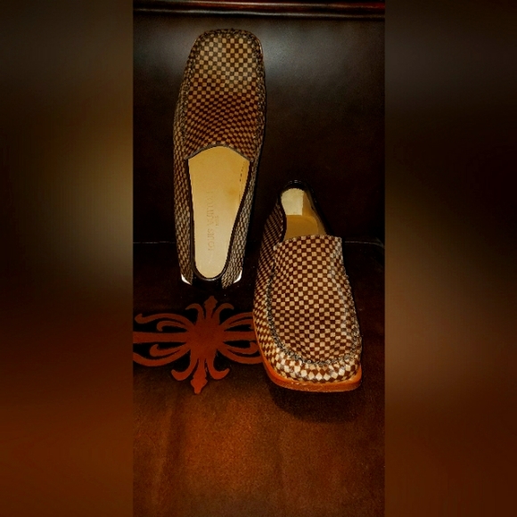 Louis Vuitton Beige/Brown Damier Pony Hair Montaigne Square Toe Loafers - Picture 3 of 5